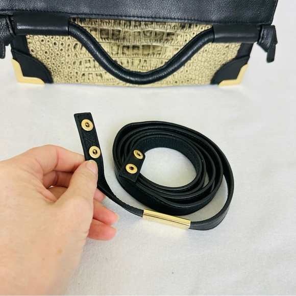 FOLEY & CORINNA Crossbody/Clutch bag Y2K Gold Embossed Croc and Black Purse - Picture 16 of 16